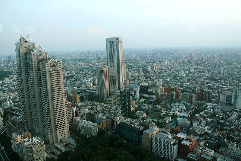 Výhľad z Tokyo Metropolitan Government Building na nekončiace mesto