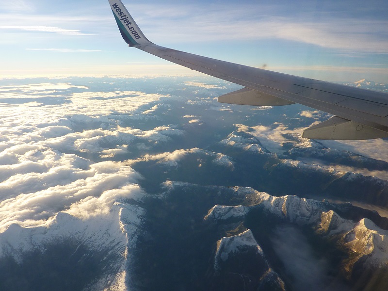 Výhľad na Rocky Mountains z lietadla