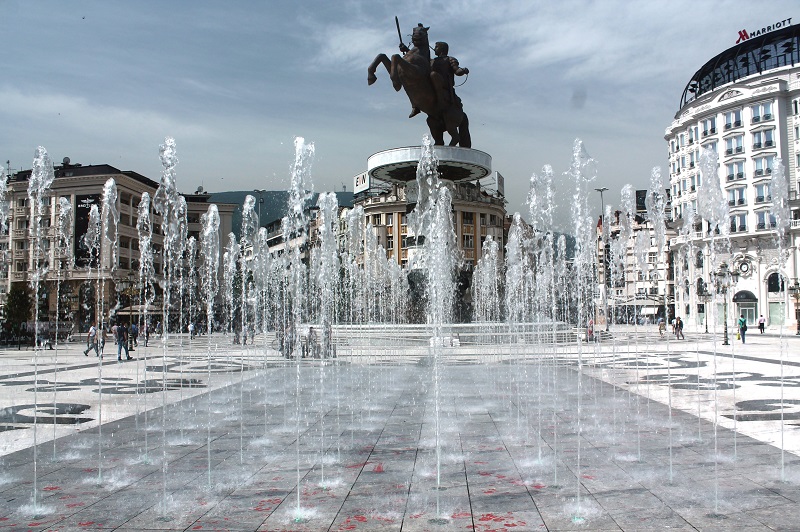Socha Alexandra Veľkého v centre Skopje