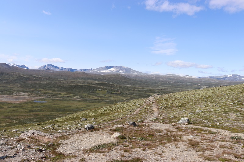 Výhľad do národného parku Dovrefjell s najvyššou horou Snohetta 