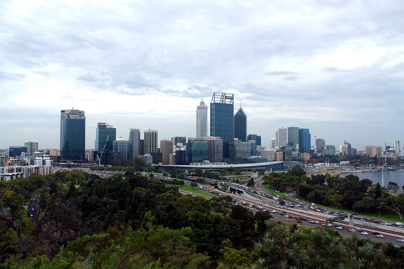Výhľad na Perth cez deň